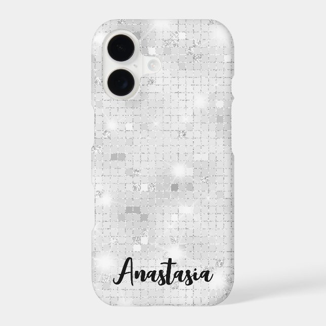 Elegant Glam White Silver Glitz Sparkle  iPhone Case (Back)