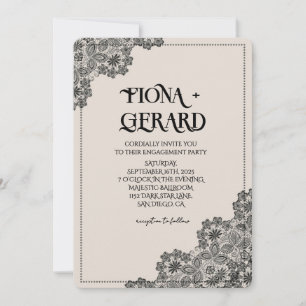 Elegant Glamor Lace Engagement Party Invitation