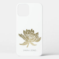 ELEGANT GLAMOROUS PALE GOLD FOIL WHITE LOTUS