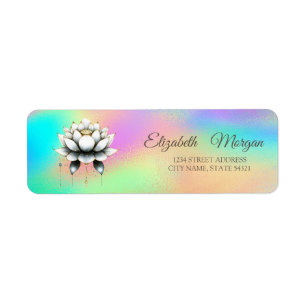 Elegant Glamorous White Lotus Rainbow Holographic 