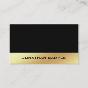 Elegant Glamour Black And Gold Plain Chic Golden Business Card