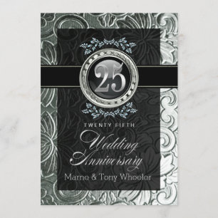 Elegant Glamour Carved Floral 25th Anniversary Invitation