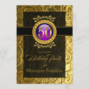 Elegant Glamour Embossed 50th Birthday Invitation