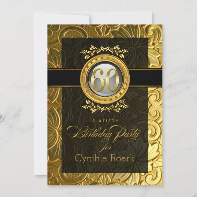 Elegant Glamour Embossed 60th Birthday Invitation (Front)