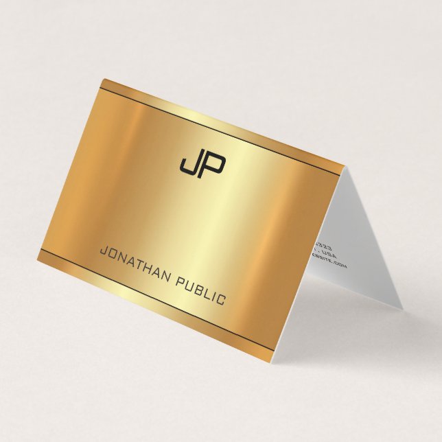 Elegant Glamour Faux Gold Luxury Template Modern Business Card (Front)