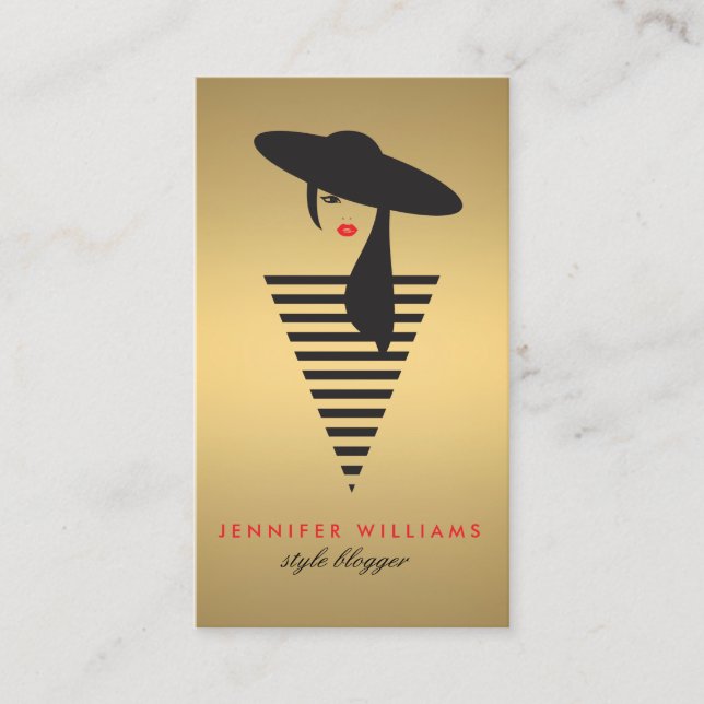 Elegant Glamour Gold Mod Stylist, Salon, Blogger Business Card (Front)