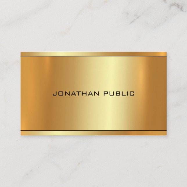 Elegant Glamour Gold Professional Modern Top Plain Business Card (Front)