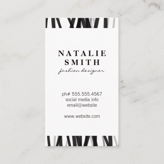 Elegant Glamour Lines (Black / Grey) Business Card (Front)