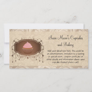 Elegant Glamour Mocha Damask Cupcake Design