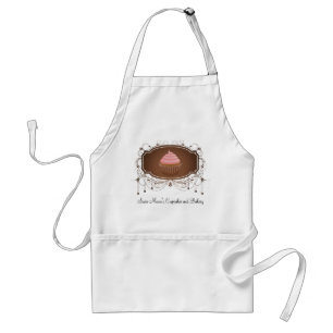 Elegant Glamour Mocha Damask Cupcake Design Standard Apron