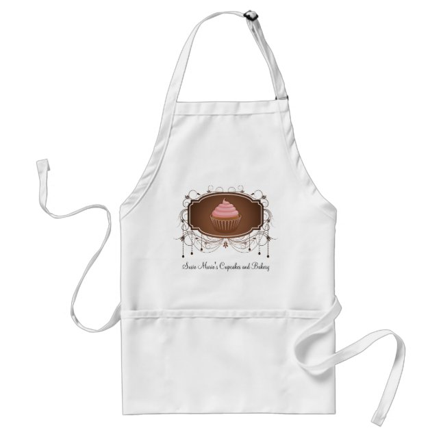 Elegant Glamour Mocha Damask Cupcake Design Standard Apron (Front)
