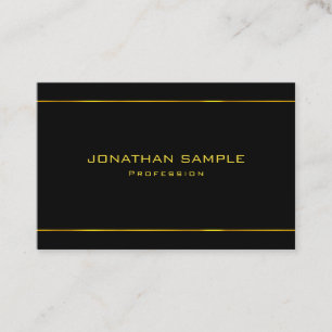 Elegant Glamour Modern Gold Striped Black Template Business Card