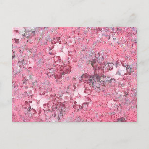 Elegant Glamour Pink Roses Glitter Photo Print Postcard
