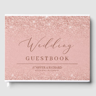 Elegant glamour rose gold glitter sparkles wedding guest book