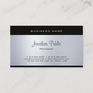 Elegant Glamour Silver Modern Hand Script Font Business Card