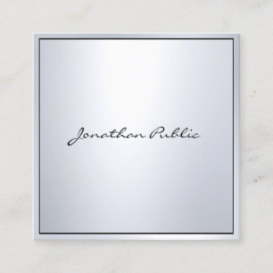 Elegant Glamour Silver Professional Modern Plain Square Business Card