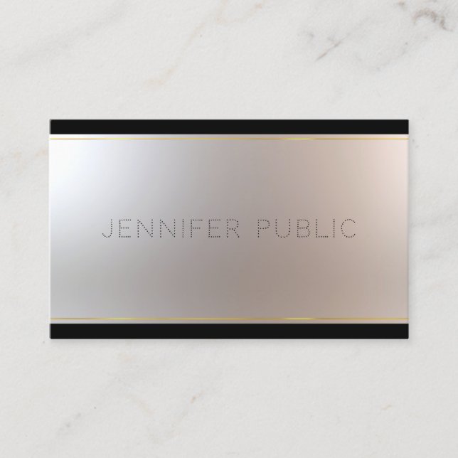 Elegant Glamour Unique Gold Silver Plain Modern Business Card (Front)