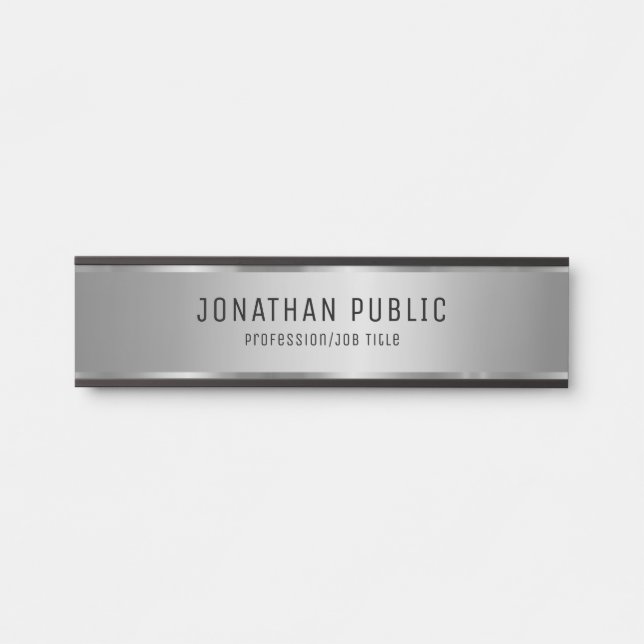 Elegant Glamourous Black And Silver Template Luxur Door Sign (Front)