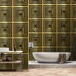 Elegant glamourous black gold art deco 3d effect  wallpaper<br><div class="desc">Extravagant,  elegant and glamourous black and gold wallpaper featuring sizeable shiny gold squares intricately linked to produce a captivating 3D illusion.

Background colour can be changed individually according to your own preferences. 
Wallpaper can also be used as border.</div>