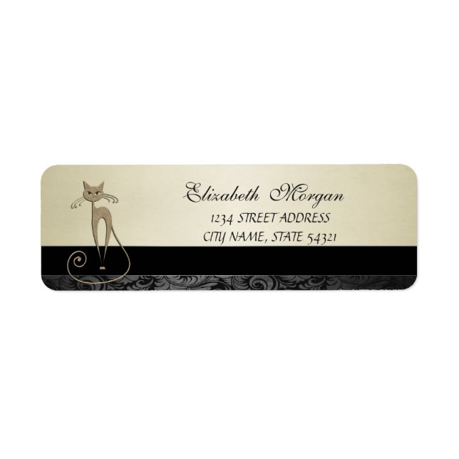 Elegant Glamourous  Cat  Address Label- (Front)