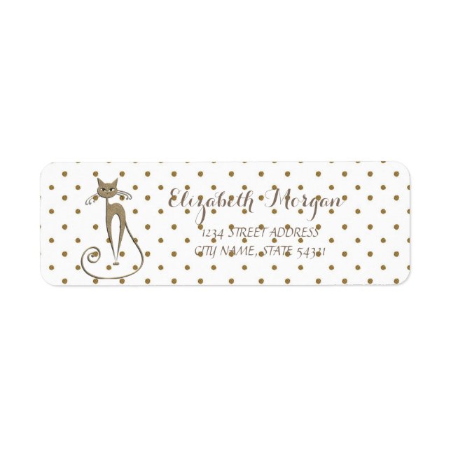 Elegant Glamourous ,Cat ,Polka Dots  Address Label (Front)