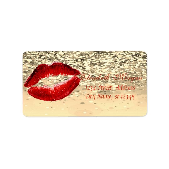 Elegant Glamourous Chic Glittery Bokeh,Lips Address Label