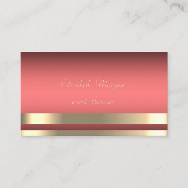 Elegant,Glamourous ,Chic ,Stripes ,Coral Red Business Card (Front)