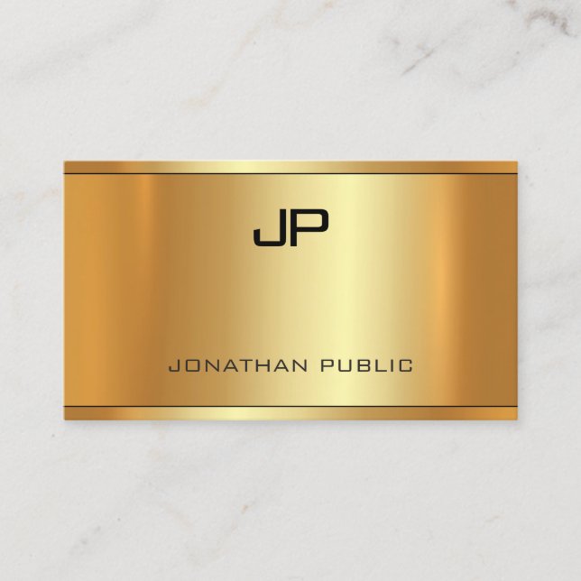 Elegant Glamourous Faux Gold Modern Luxury Templat Business Card (Front)