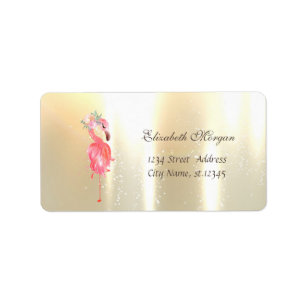 Elegant Glamourous Flamingos Flower Label