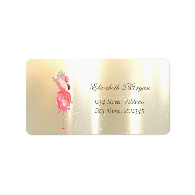 Elegant Glamourous Flamingos Flower Label (Front)