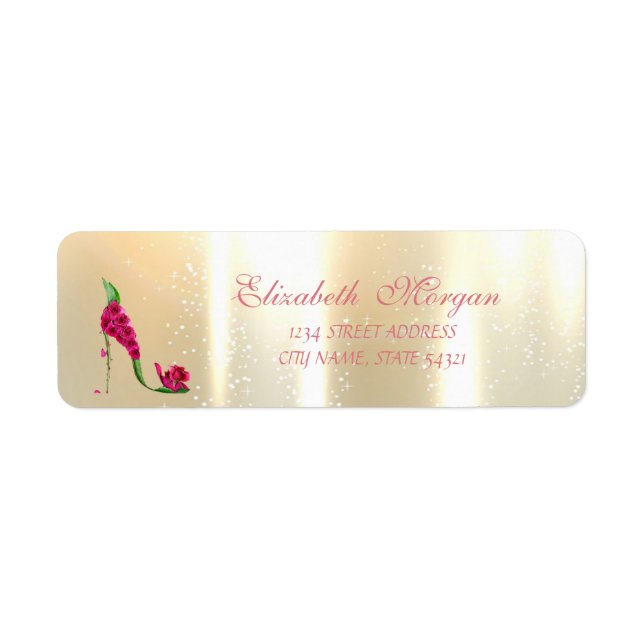 Elegant Glamourous , Floral Heels,Address Label (Front)