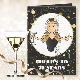 Elegant Glamourous Funny 70th Birthday Martini Card