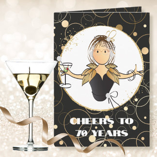 Elegant Glamourous Funny 70th Birthday Martini Card