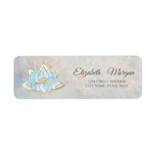 Elegant Glamourous Gold Blue Lotus Holographic Opa
