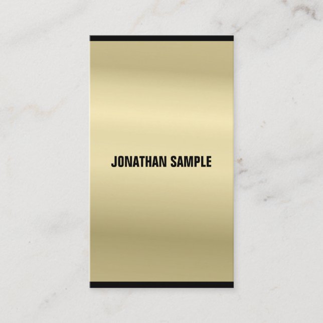 Elegant Glamourous Gold Look Modern Plain Luxury Business Card (Front)