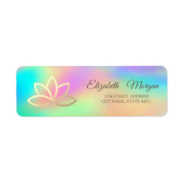 Elegant Glamourous Gold Lotus Rainbow Holographic  (Front)