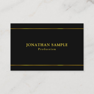 Elegant Glamourous Gold Stripes Black Cool Business Card