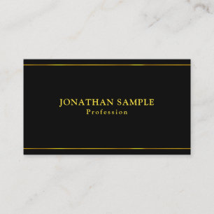 Elegant Glamourous Gold Stripes Black Modern Plain Business Card