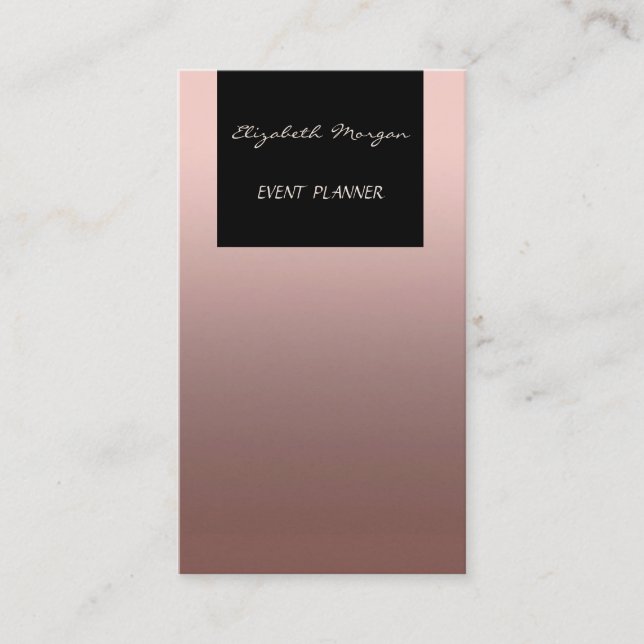 Elegant Glamourous Modern Chic,Rose  Gold,Black Business Card (Front)