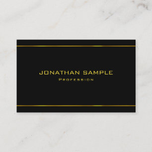 Elegant Glamourous Modern Gold Striped Black Plain Business Card