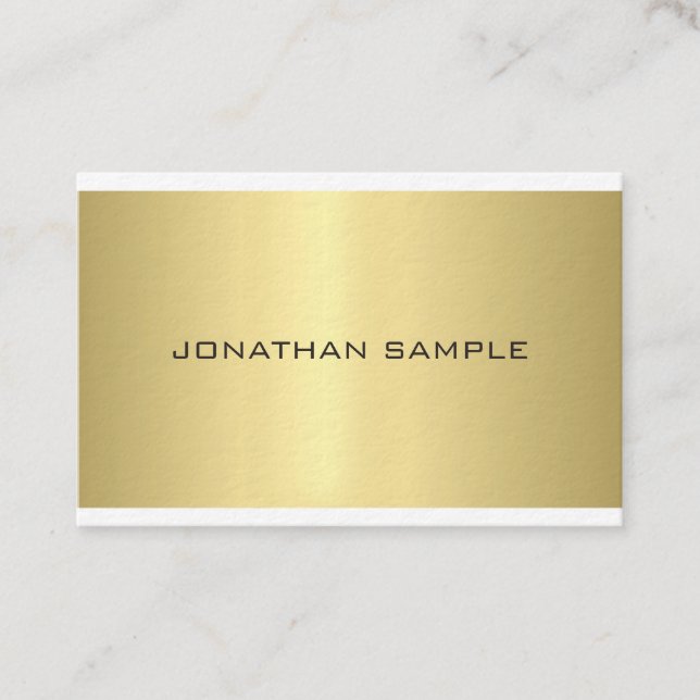 Elegant Glamourous Modern Plain Gold Luxury Trendy Business Card (Front)