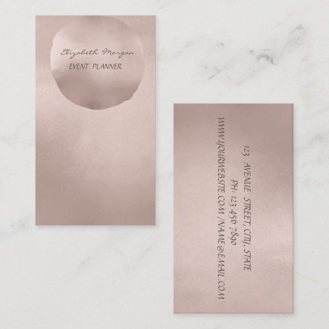 Elegant Glamourous Modern Rose Gold Circle  Business Card (Front/Back)