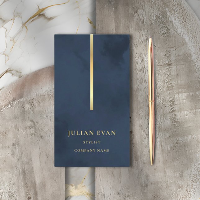 Elegant Glamourous Navy Blue Gold Business Card (Creator Uploaded)