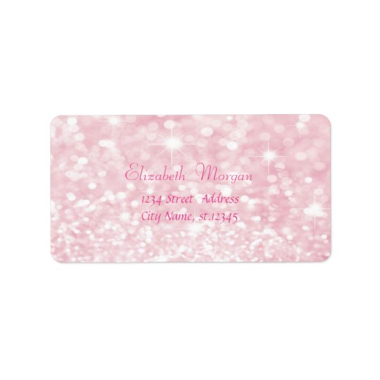 Elegant Glamourous Pink Glittery,Bokeh Address Label