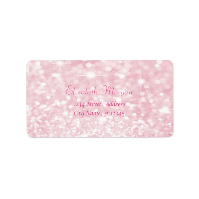 Elegant Glamourous Pink Glittery,Bokeh Label (Front)