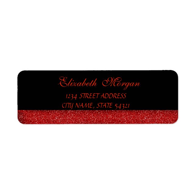 Elegant Glamourous Red  Glittery Address Label (Front)