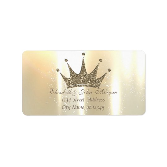 Elegant Glamourous Shiny ,Glittery Tiara Princess Address Label