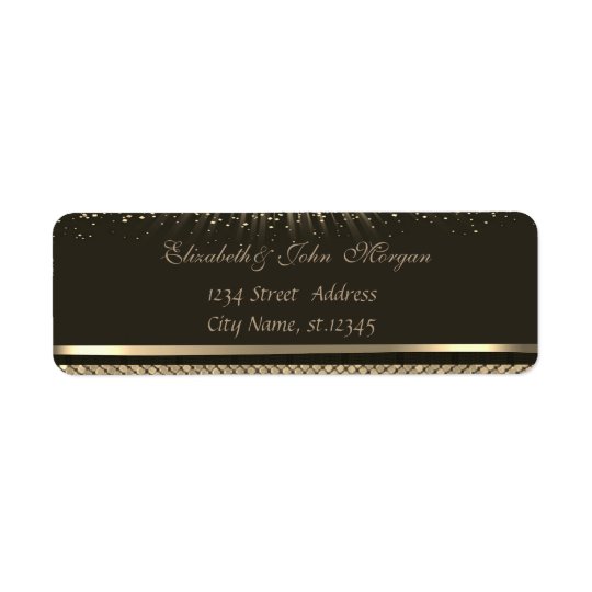 Elegant Glamourous Stylish Black Shiny,Sequins Return Address Label
