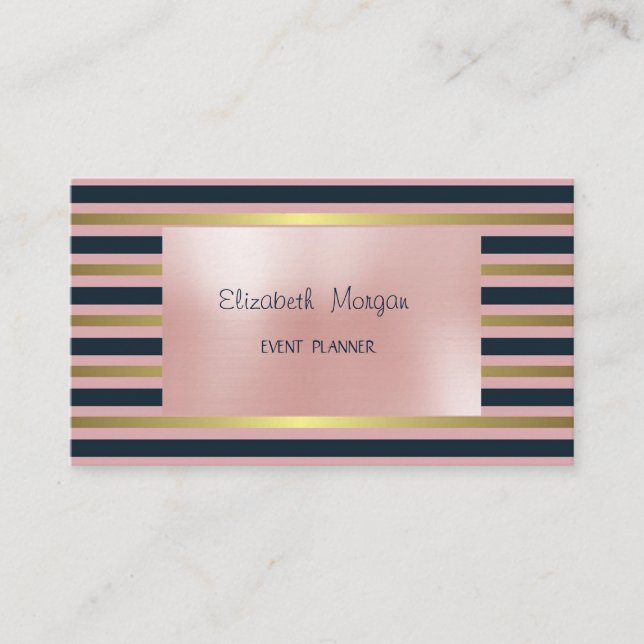 Elegant Glamourous Stylish,Striped Business Card (Front)