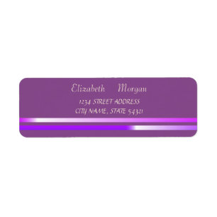 Elegant Glamourous Violet,Stripes Address Label
